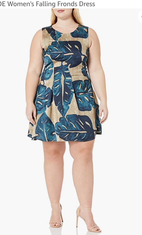 NIC + ZOE Falling Fronds Sleeveless Fit and Flare Dress Size 18
